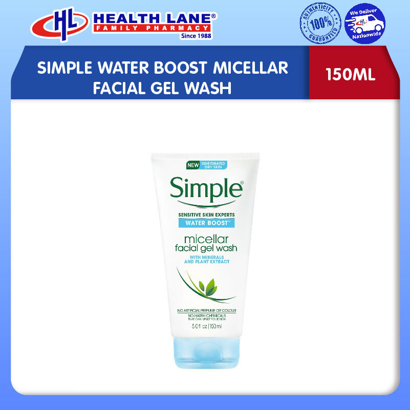 SIMPLE WATER BOOST MICELLAR FACIAL GEL WASH (150ML)